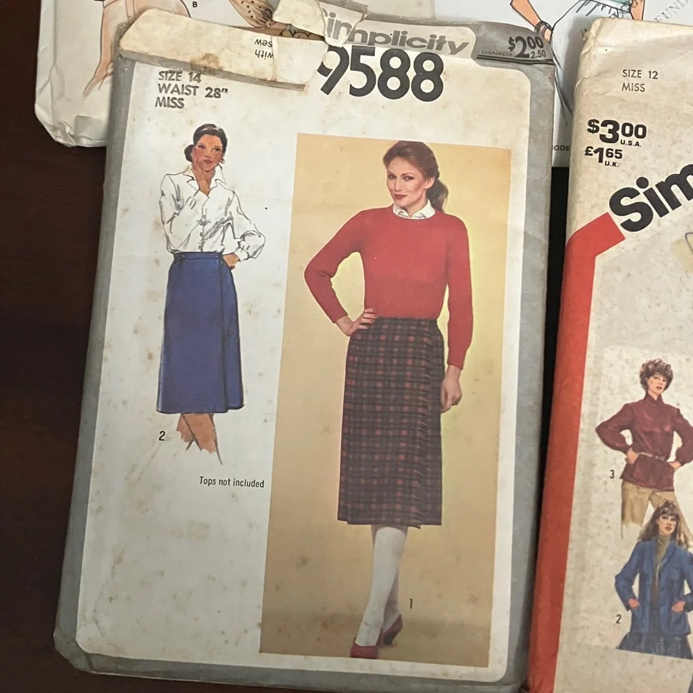 Lot of 5 Vintage 1980s Butterick & Simplicity Sewing Patterns Size Medium,14 &12